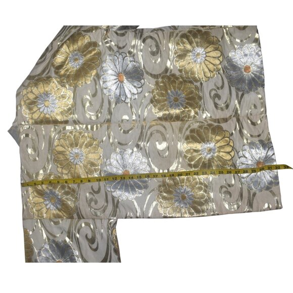 Vintage 50s 60s Gold Silver Metallic Floral Short Kimono Jacket Tokyo XL As Is - Picture 13 of 14